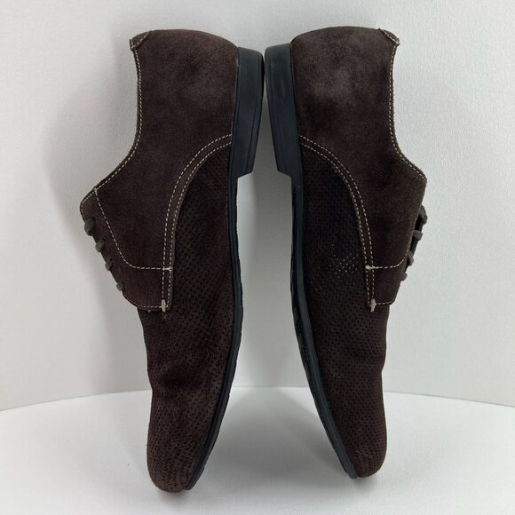 Bugatchi Suede Perforated Derby Dress Shoes Mens 10 Lace Up Casual Leather Brown main image 12